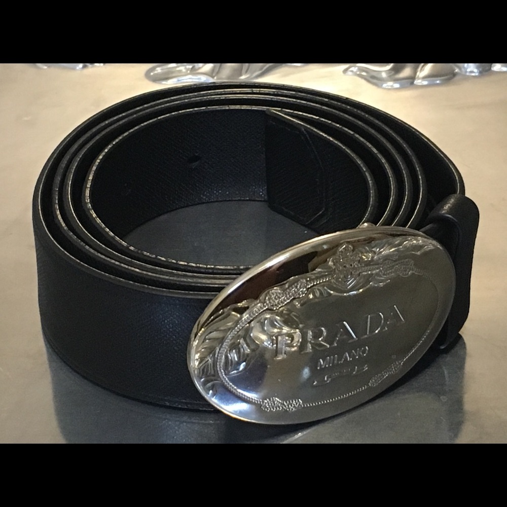 Prada Saffiano Leather Belt - Nero - Size 110
